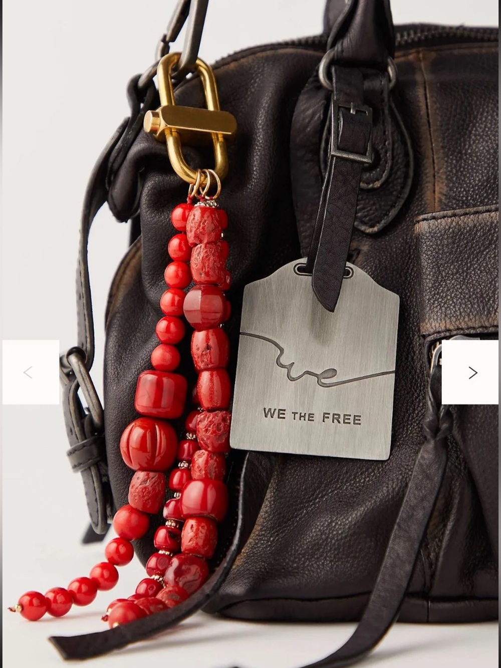 Free People Prismatic Bead Bag Charm - Red Semi Precious /Brass Clasp -sold out
